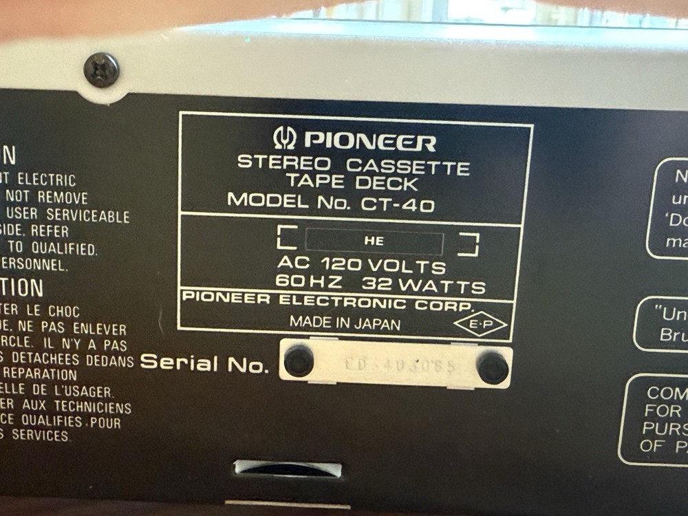 Pioneer CT-40 Cassette Deck