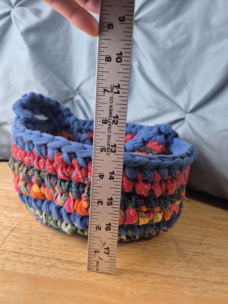 Handcrafted Crocheted Basket Multicolored