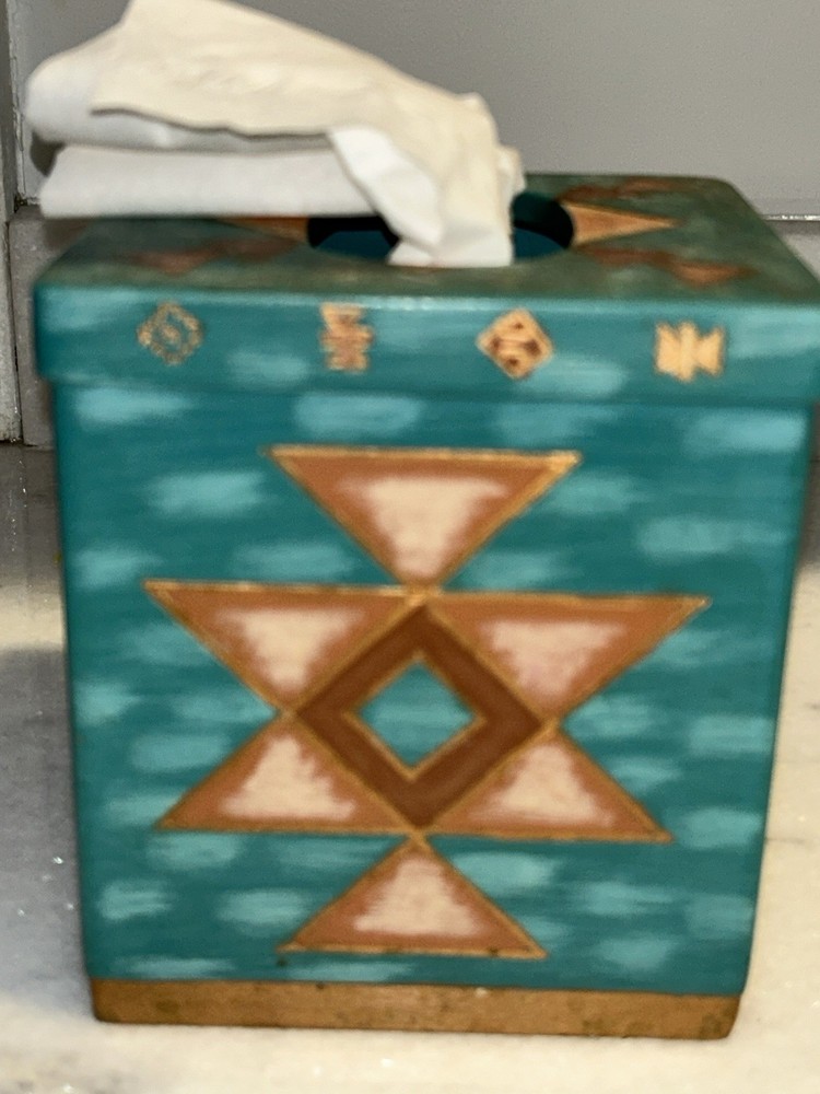 MESA NATIVE AMERICAN TISSUE BOX COVER CERAMIC COLORFUL