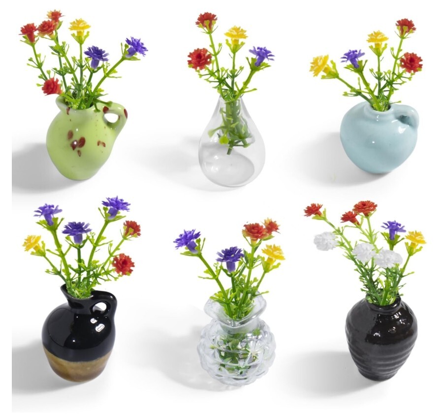 Mini Vase, Cute Magnetic Ceramic Vases (6 Pack)