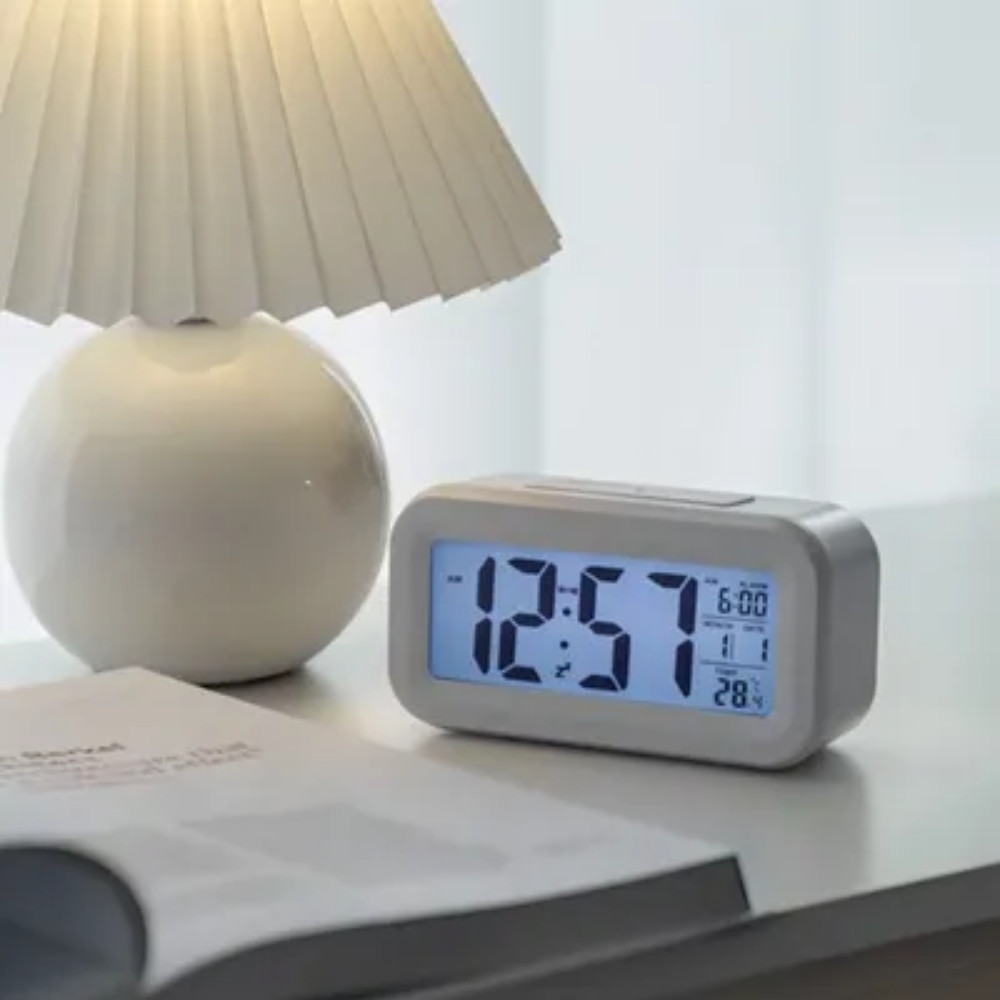 Battery operated digital desk clock