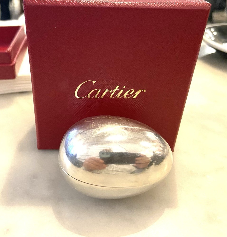 Cartier Sterling Silver Pillbox. Egg Box