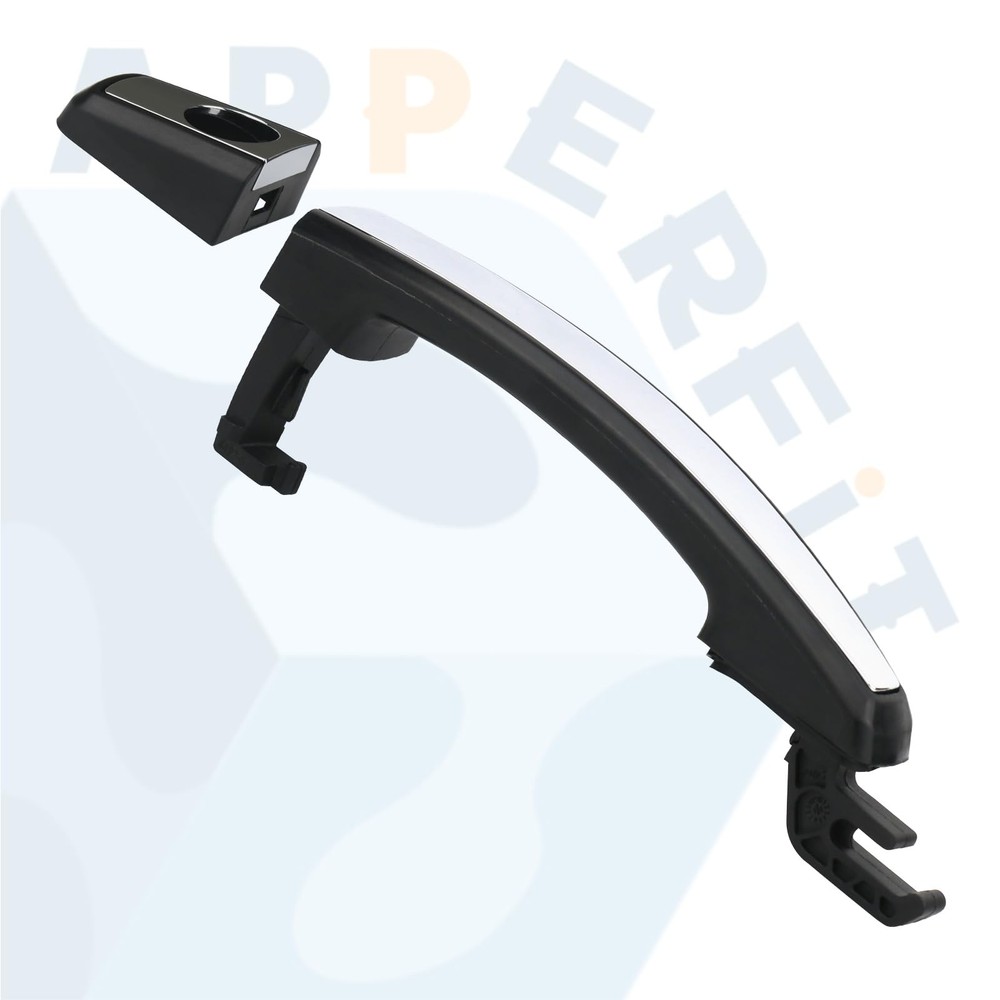 APPERFiT Exterior Door Handle w/Chrome Insert & End Cap Black&Chrome FL