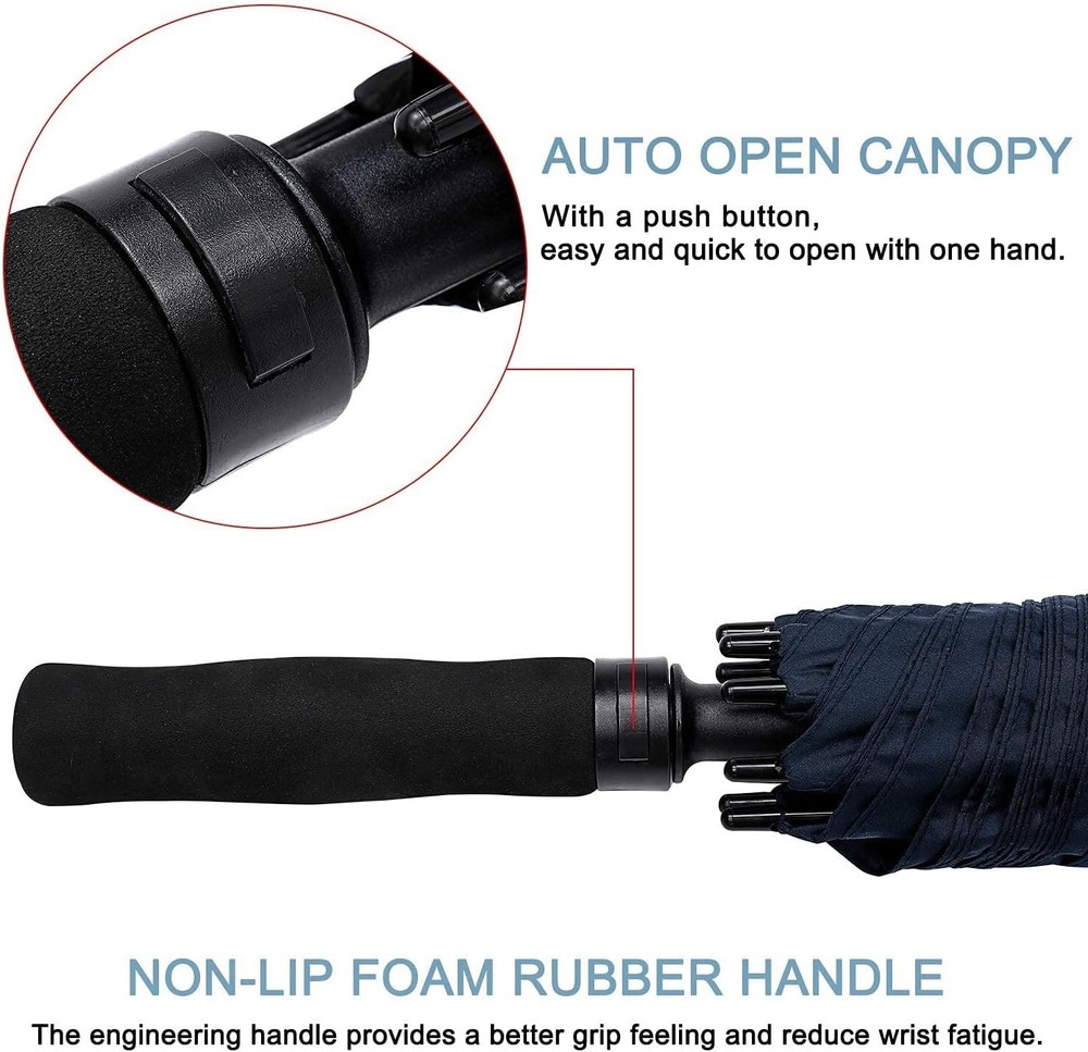 72 Inch Huge Large Oversize Golf Umbrella Automatic Open Double Canopy Windproof
