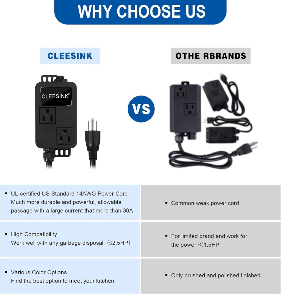 Garbage Disposal Air Switch Control Kit Dual Outlet Black