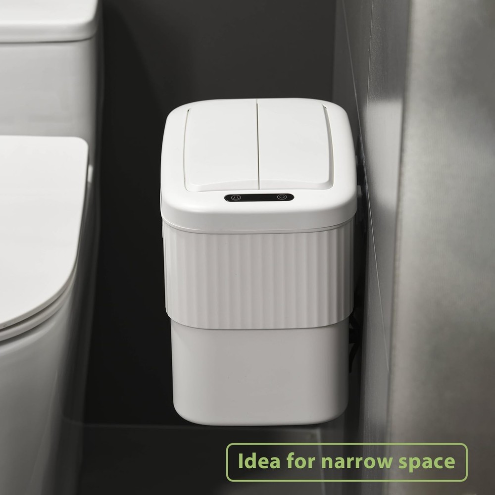 Sensor Hanging Trash Can with Lid 2.5 GallonMotion Sensor Garbage Can Bathroo...