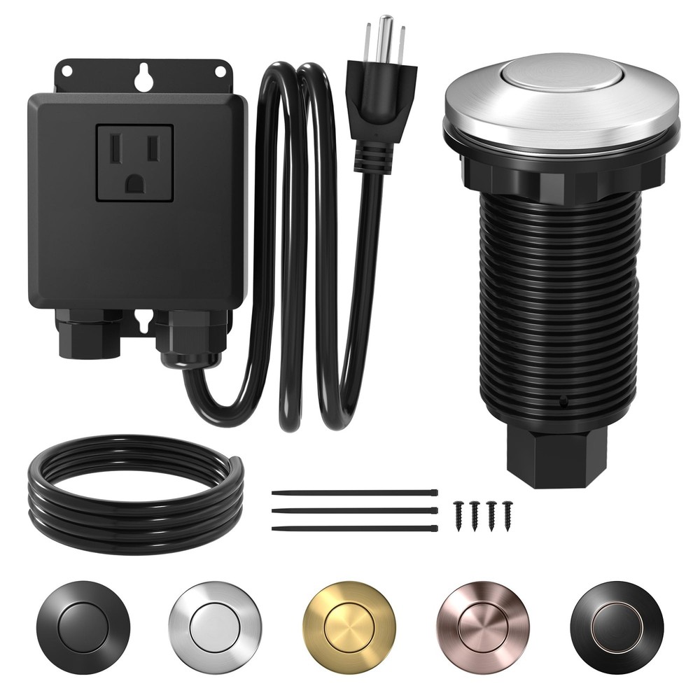 Garbage Disposal Air Switch Kit, Sink Top Switch, Brushed Nickel, 2.6" Button