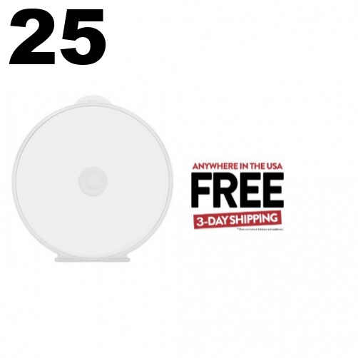25 Clear Round ClamShell CD/DVD Case with Lock **1-3 DAYS