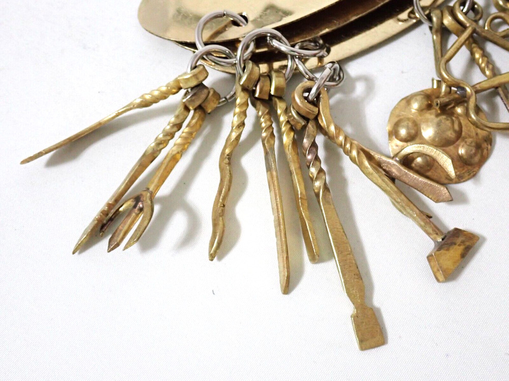 Mongolian Shaman Exorcism protective miniature 27 tools instrument Brass