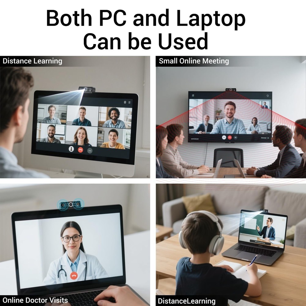 2K Webcam, Full HD Webcams,Video and Wide Angle Camera,Plug and Play USB Webc...