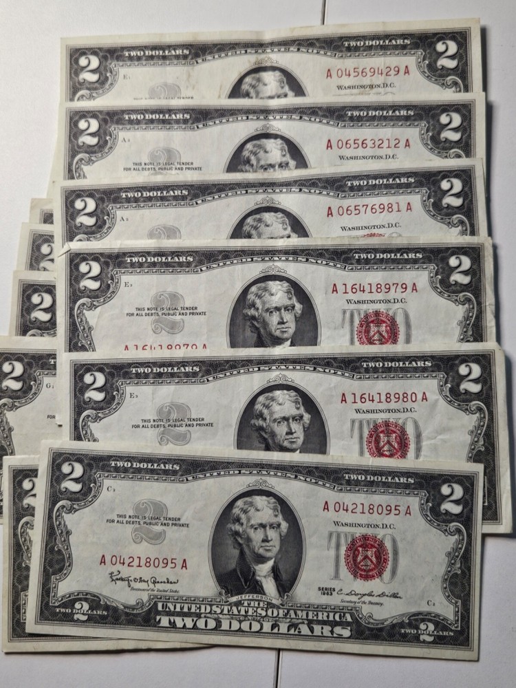 1963 $2 Red Seal Note Very Lightly Circulated AU