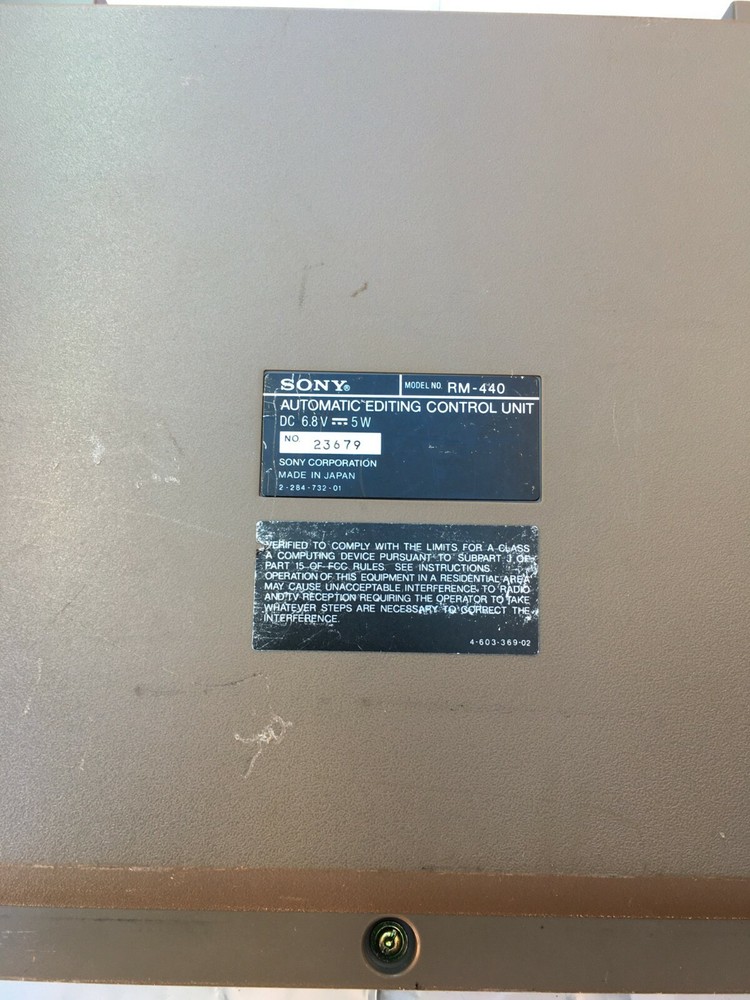 SONY Model RM-440 - Professional Video Automatic Editing Control Unit