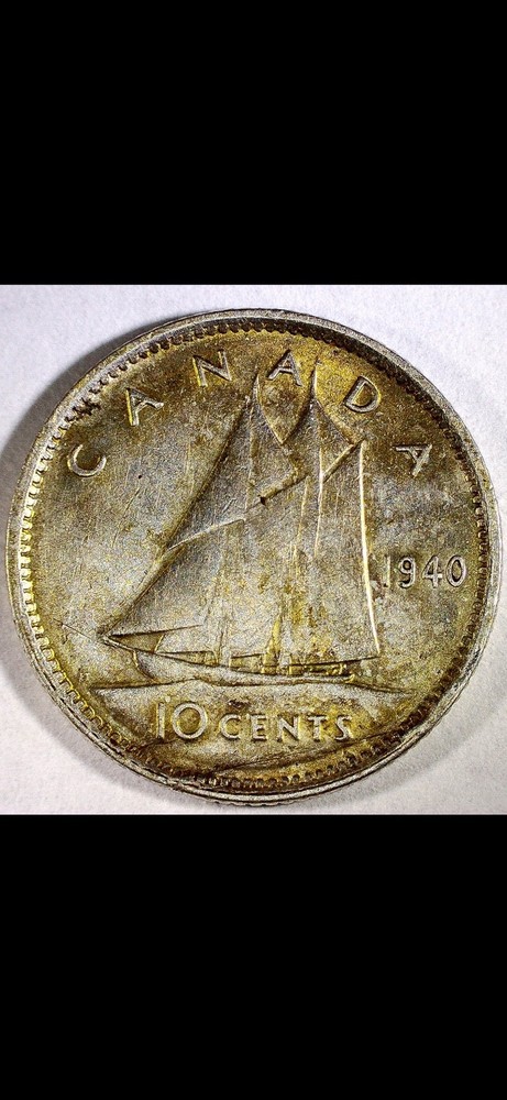 1940 Dubled 194 Canadian dime error