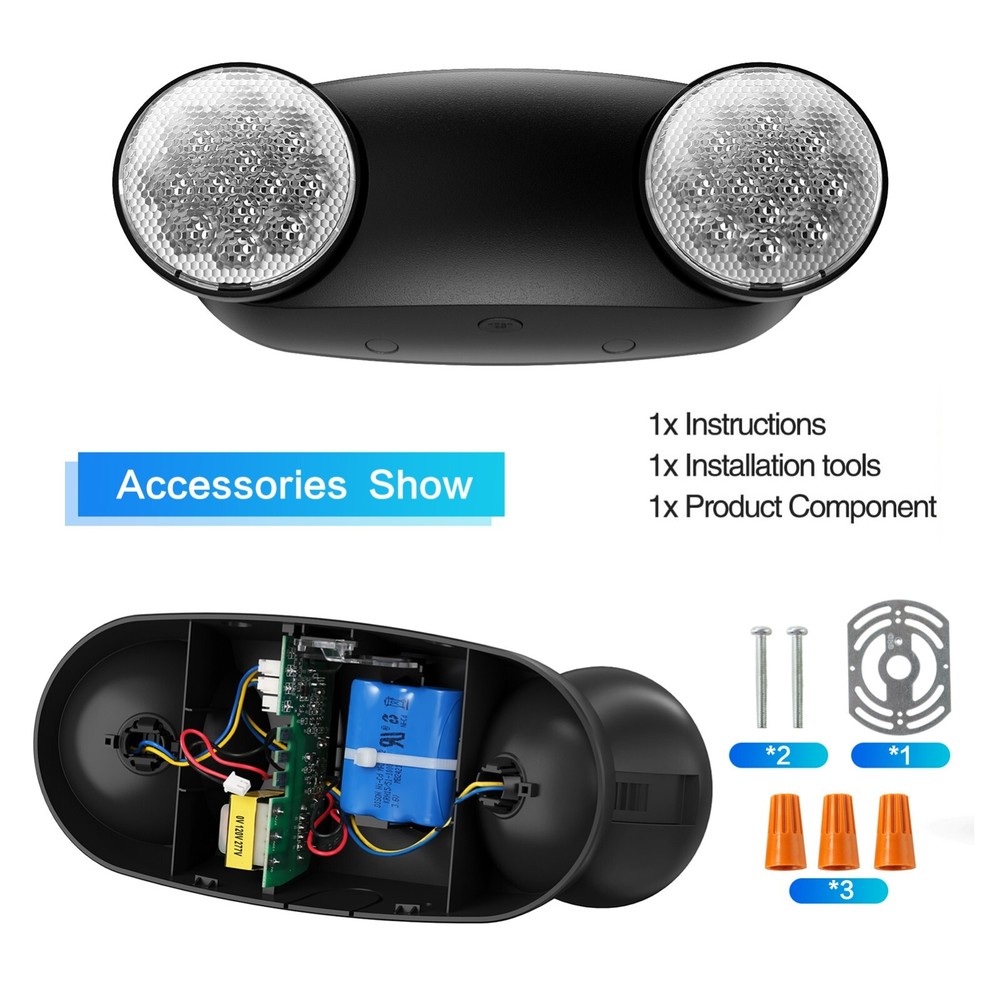 UL Listed 1 Packs Black Emergency Exit Light with Battery Backup For Business.