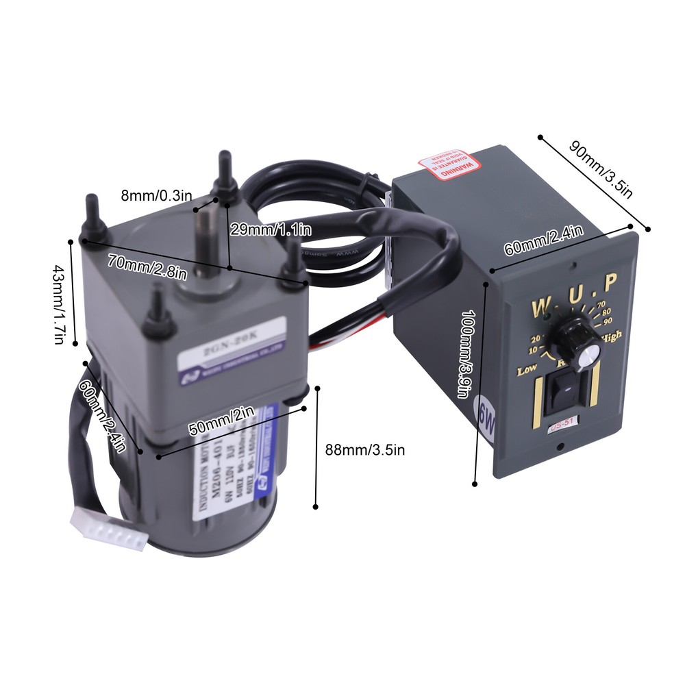 110V Adjustable Speed Gear Motor with Speed Controller and Low Noise