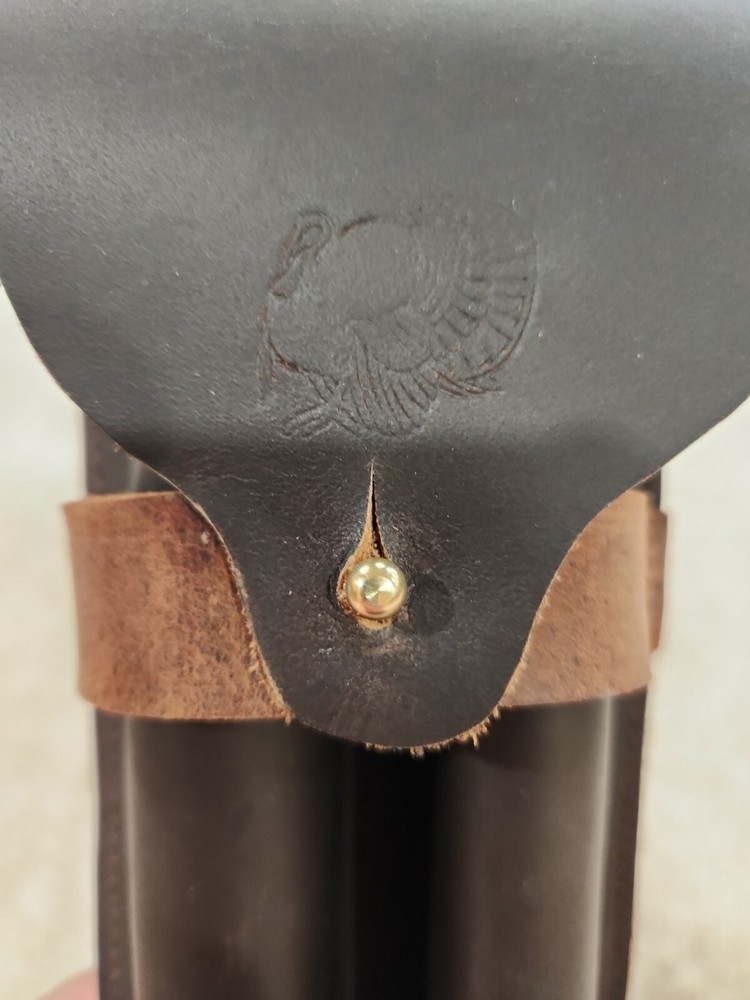Yoder409 handcrafted leather double trumpet turkey call holster wingbone