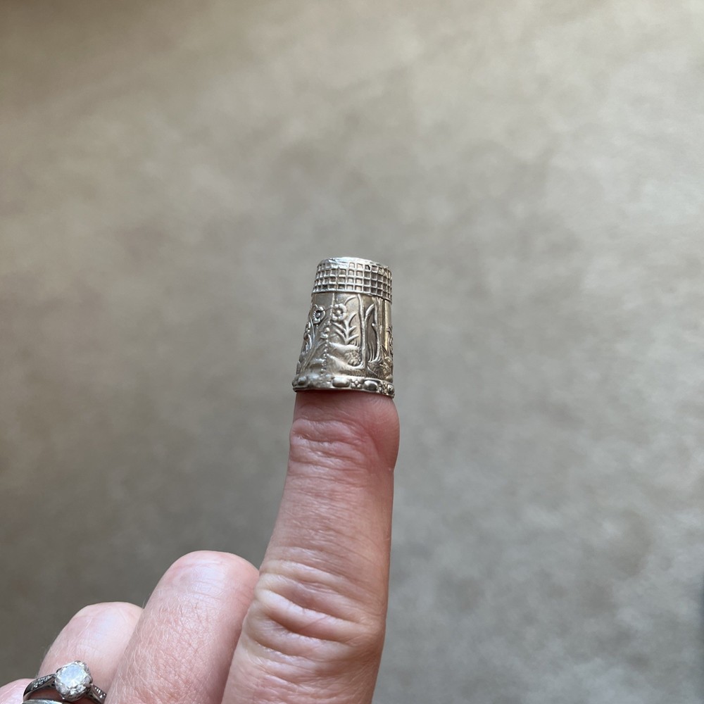 Vintage Sterling Silver Embossed Bambi Design Thimble
