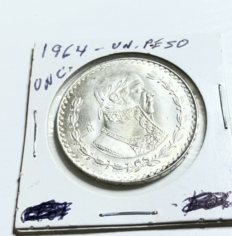 1964 Mexico One Peso Silver Coin Excellent Condition