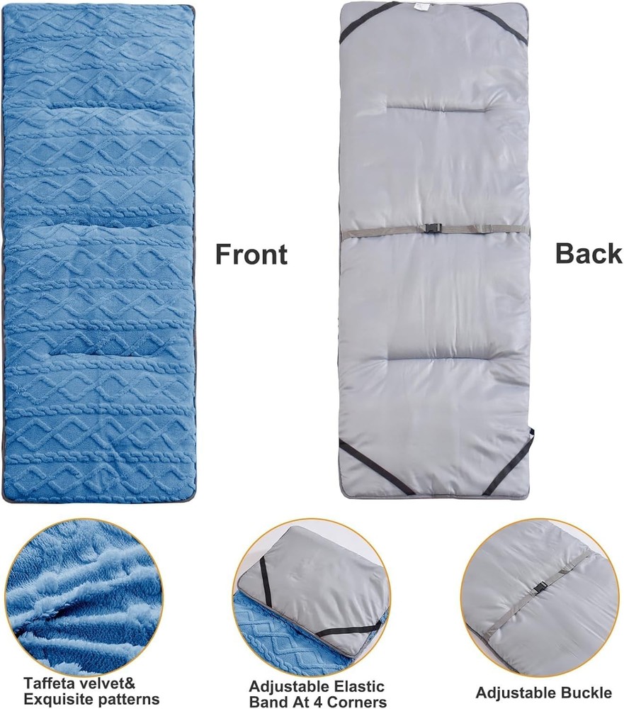 Folding Camping Cot Pad - Portable & Comfortable Outdoor Sleeping Mat with Elast