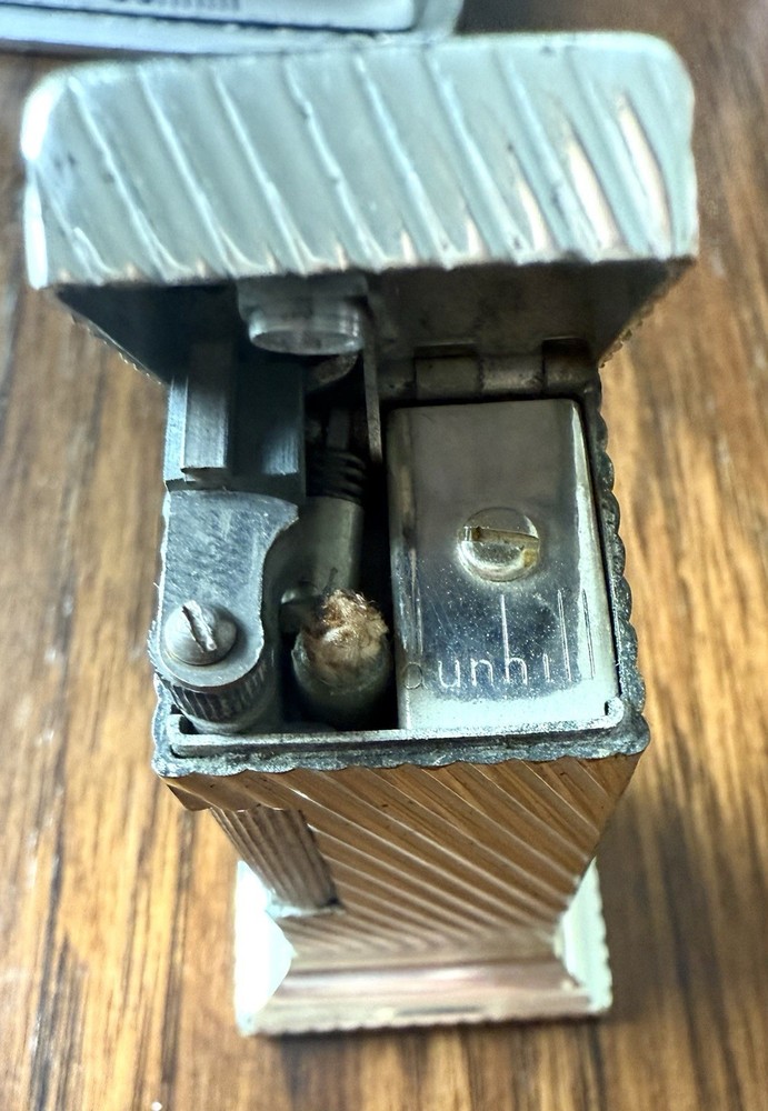 Rare Vintage Dunhill Rollalite Silver Plated Table Lighter With Original Box