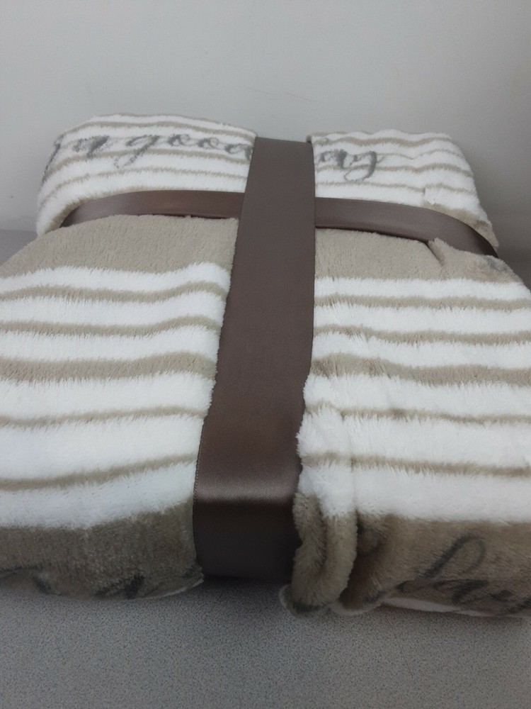 Great Hotels 50x60" Microvelour Polyester It's A Good Day Striped Throw - New