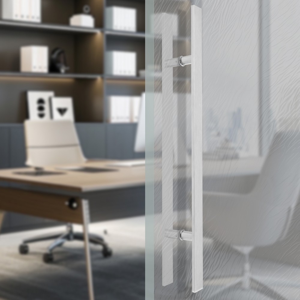 Sliding door handle stainless steel - brushed silver