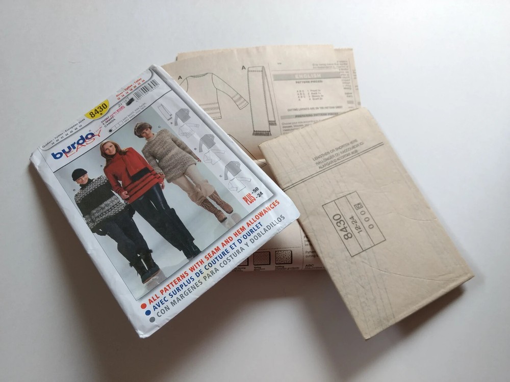 Sweater Sewing Pattern Tunic Jumper Scarf Plus Size 12-24 Burda 8430 UNCUT