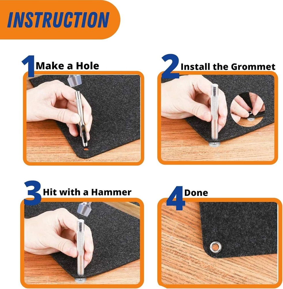 Performore Grommet Tool Kit 100 Sets 1 2 Inch Inner Diameter For Diy Repairs
