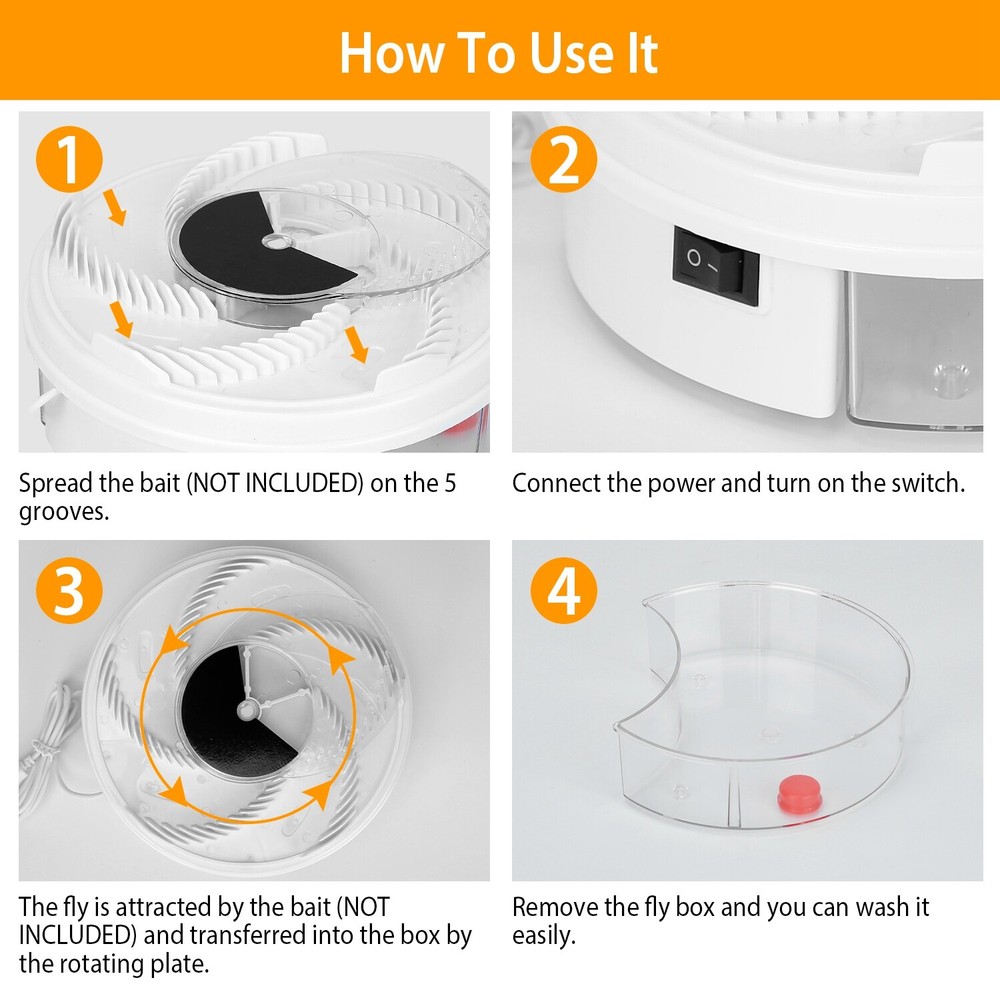 USB Powered Electric Fly Trap Automatic Flycatcher Rotating Pest Repellent Tool