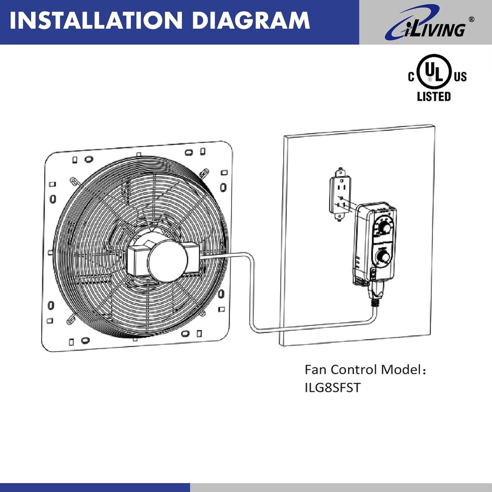Exhaust Fan Thermospeed Temperature Controller and Speed Controller, Black, ILG8