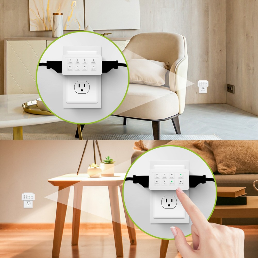 BN-LINK Indoor Countdown Timer with Repeat Function, 2-Outlets 15A/1875W