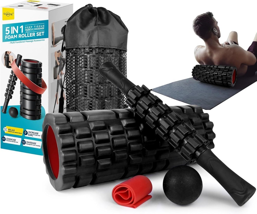 KRIGHTLINK 5 IN 1 FOAM ROLLER SET FOR DEEP TISSUE MUSCLE MASSAGE