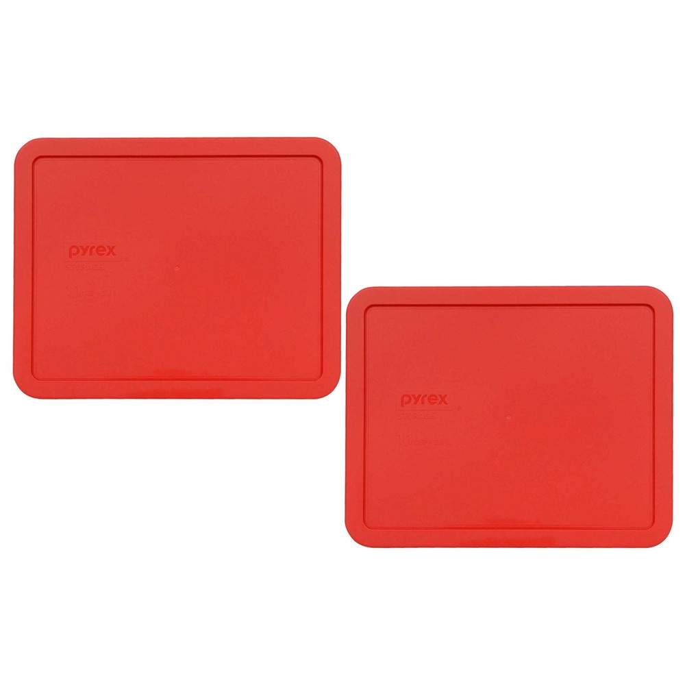 New Pyrex 7212-PC 11 Cup Rectangular Red Replacement Lid 2 Pack for Glass Dish