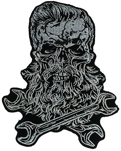 BEARDED SKULL W/ WRENCHES PATCH MEDIUM SIZED - Veteran Owned Business
