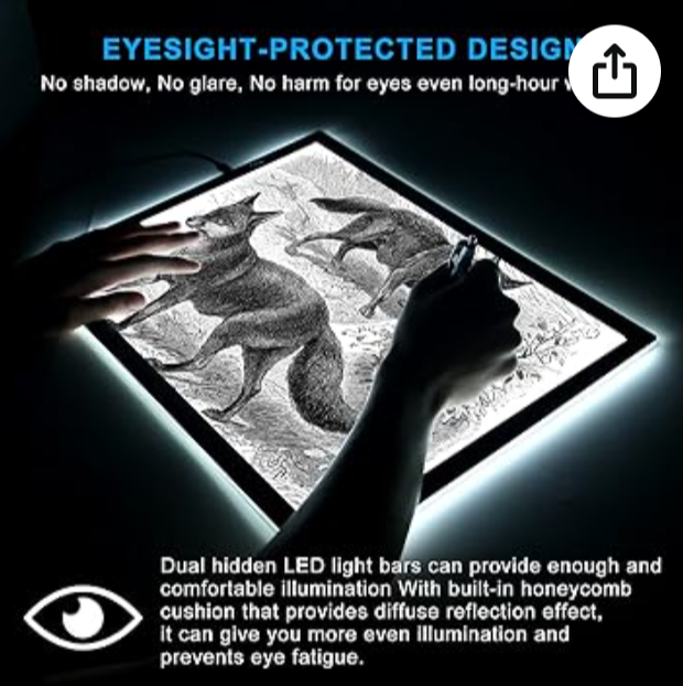 RTjoy A3 LED Light Pad, USB Powered Drawing Board Adjustable Brightness Tracing