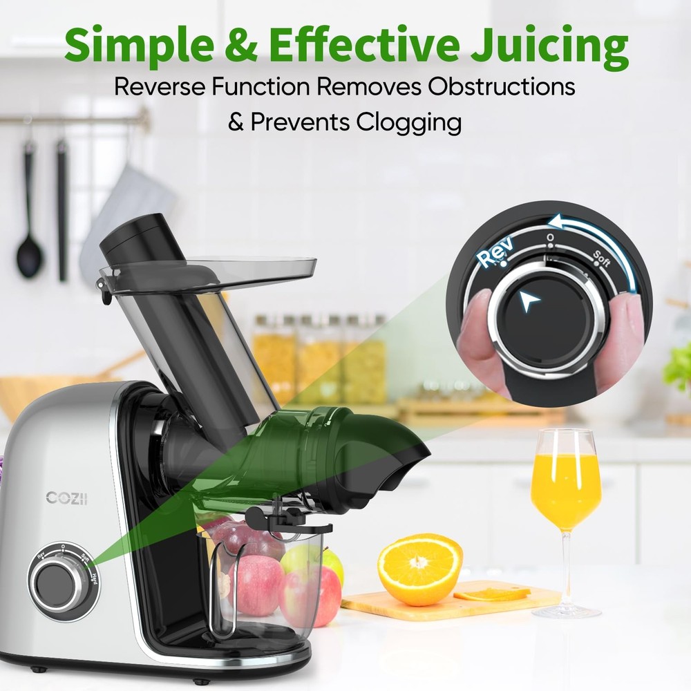 Cold Press Juicer Machines,Slow Masticating Juicer Extractor Soft/hard Mode, 3.6