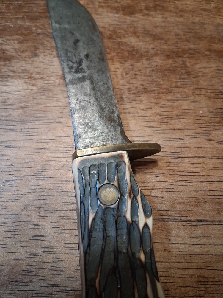 Vintage Imperial USA Fixed Blade Knife Stag Handle