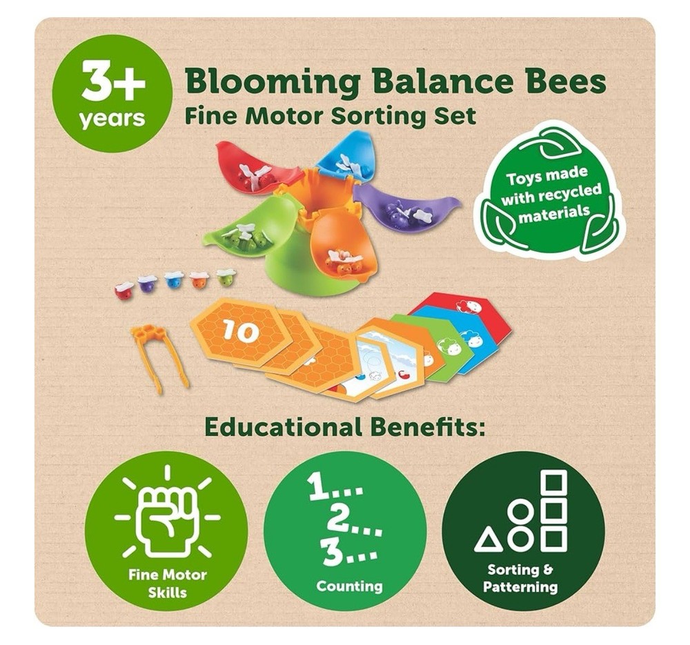 Learning Resources Blooming Balance Bees Fine Motor Sorting Eco Friendly Set NEW