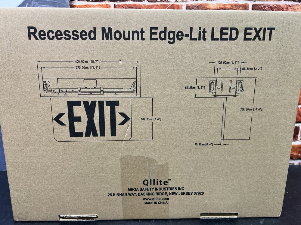 LED Exit Sign Edge-Lit Emergency Light w/ Battery Backup Double-Sided