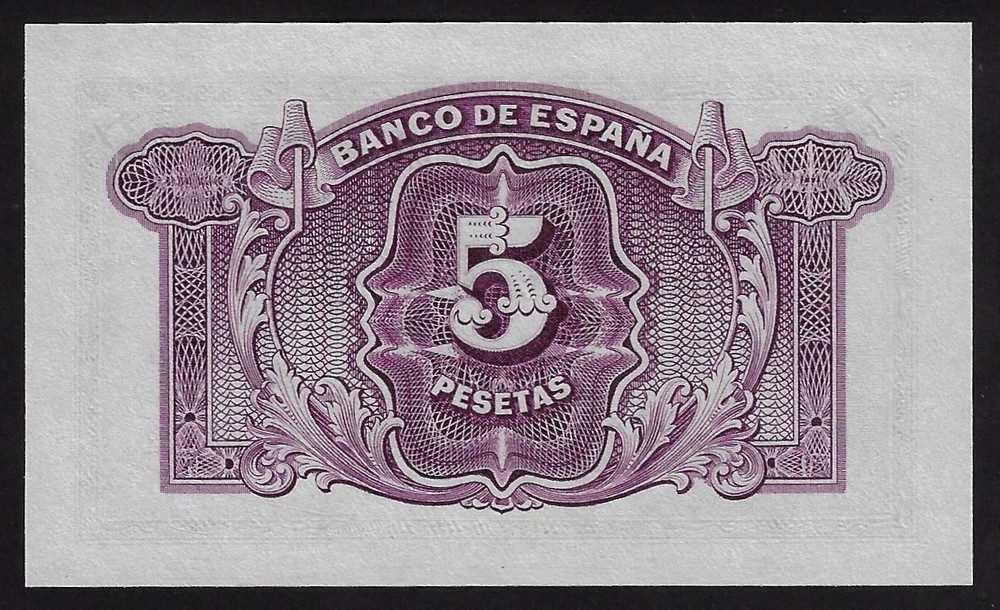 SPAIN 5 PESETAS 1935 P- 85 UNC