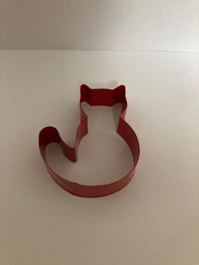 Red Metal Cookie Cutter - Shape - Kitty Cat with Body - Medium Size