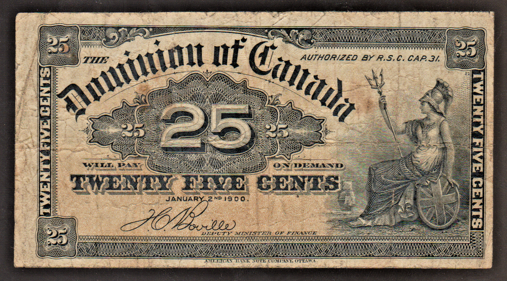 Canada VF Note 25 Cents 1900 P-9b Boville
