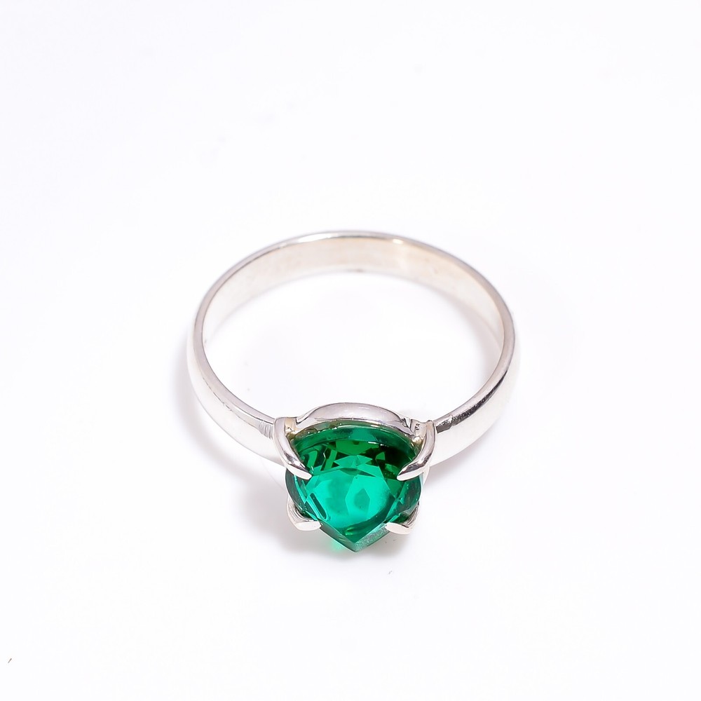 Gift For Women Statement Ring Size 925 Silver Emerald