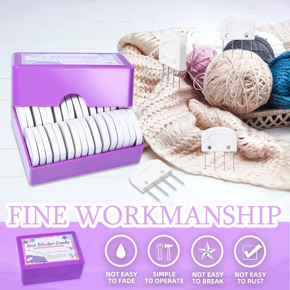 32 Pcs Blocking Combs, Knit Blockers Combs for Blocking, Blocking Pins for Kn...