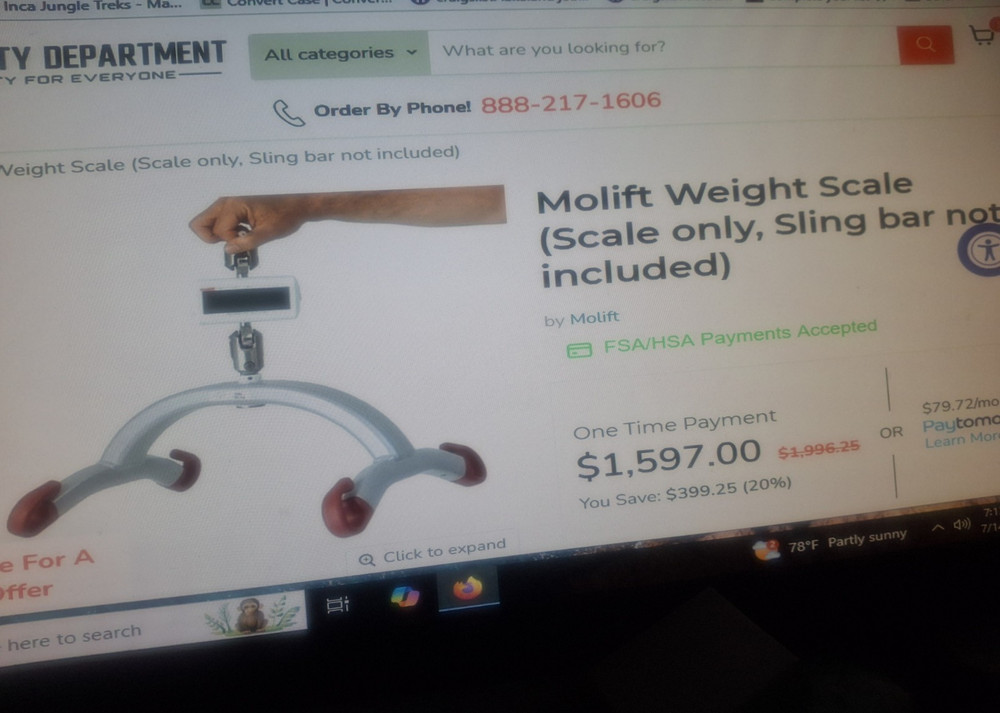 Molift Weight Scale with Sling bar for special needs lift