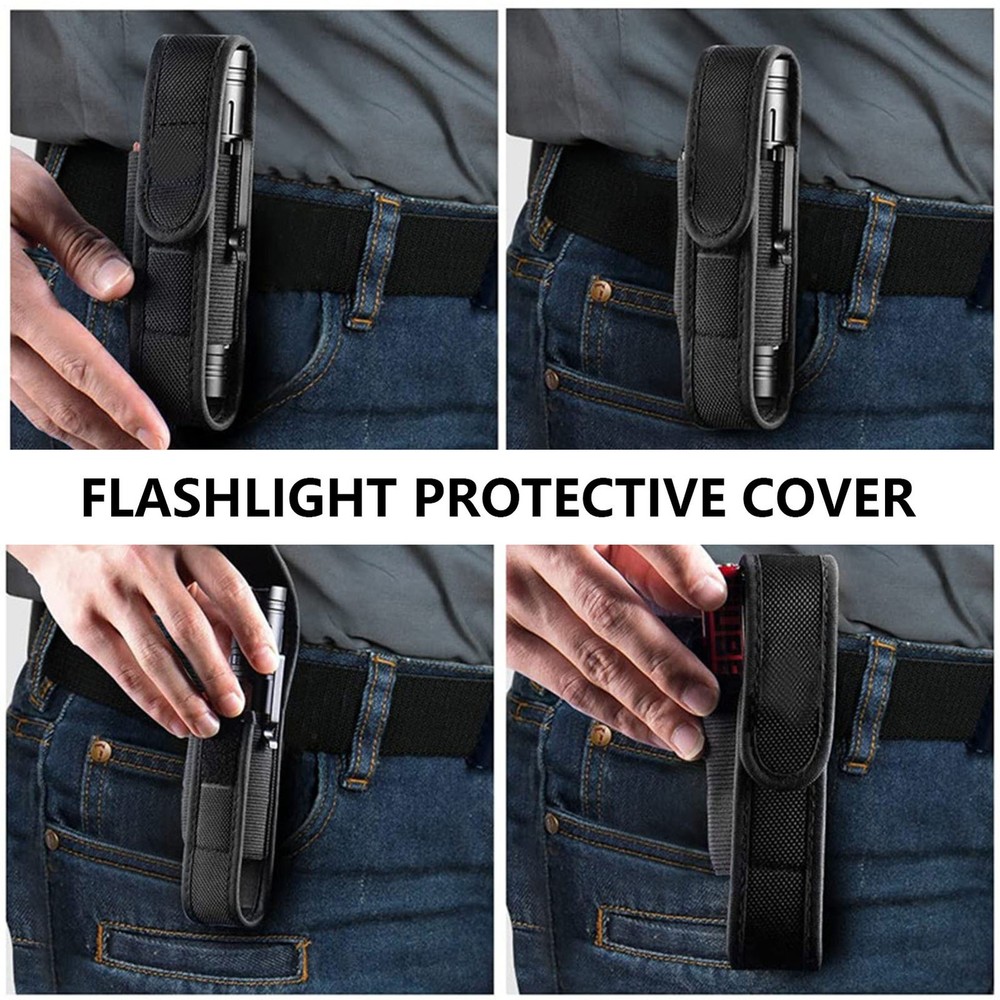 Flashlight Pouch Holder Nylon Belt Holster LED Flashlight Torch Protective Case