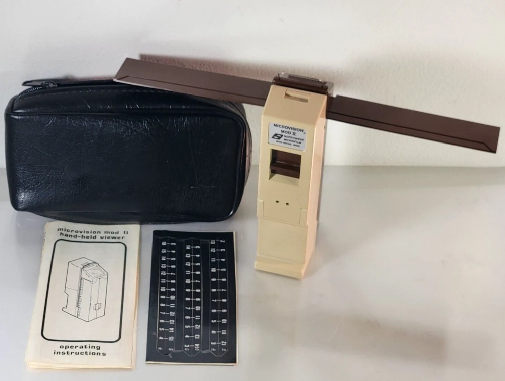 Vintage Microvision MOD II Hand Held Microfilm Viewer /Case(Tested/Working) MINT