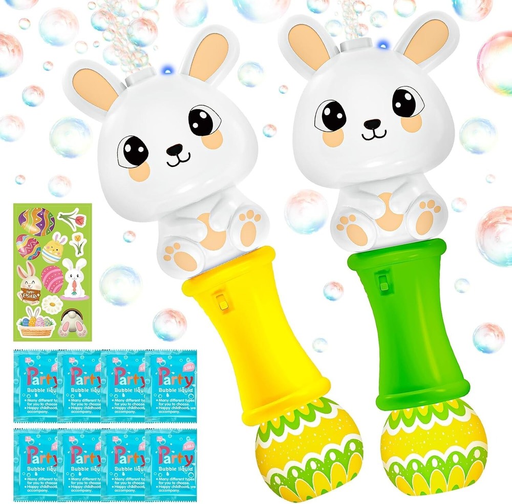 SpringFlower Bubble Blower Wand, Automatic Bubble Blower with Light for Kids, Bu