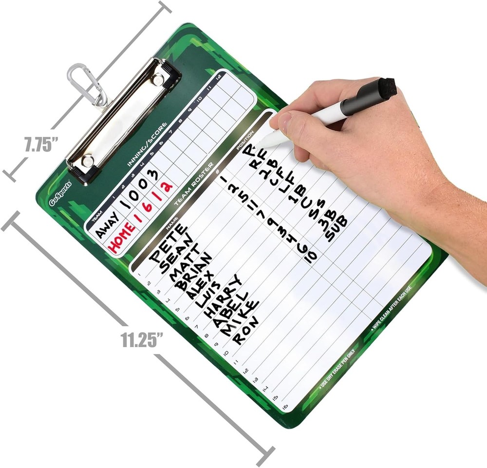 Compact Double Sided Coaches Clipboard - Baseball, Softball