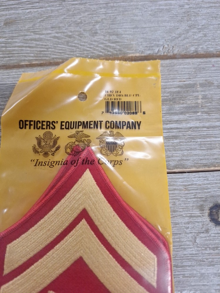 OFC USMC Corporal Chevrons Red Patches